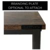 Table corner with optional branding plate.