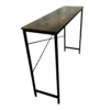 Tall wooden console table with black metal legs