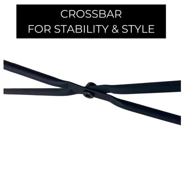 Metal crossbar for stability and style.