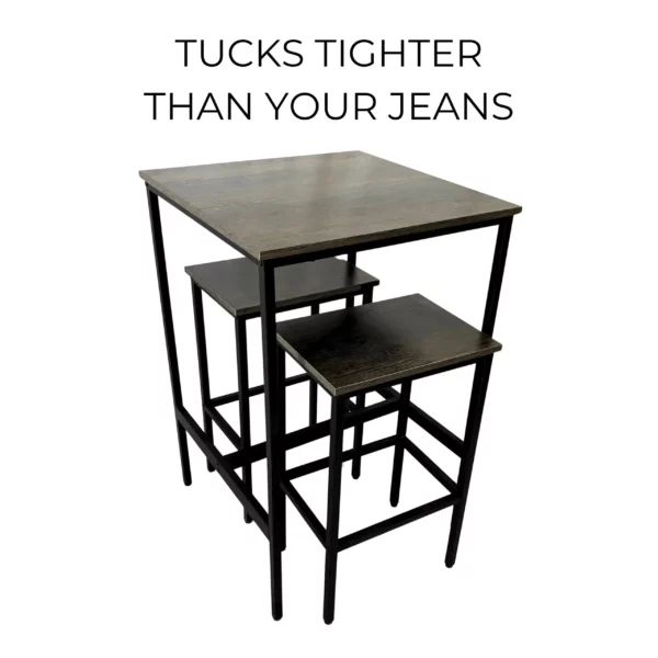 Compact black metal and wood kitchen table set