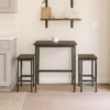 Modern kitchen with table, stools, shelf decor