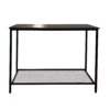 Modern black metal desk with mesh shelf