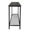 Side view of modern metal console table.