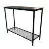 Metal console table with shelf, industrial style.