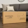 Refined Grace brown box beside gray sofa