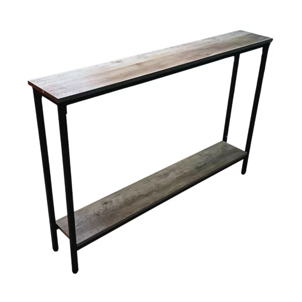 Rustic wood console table with metal frame