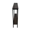 Thin black console table with shelf