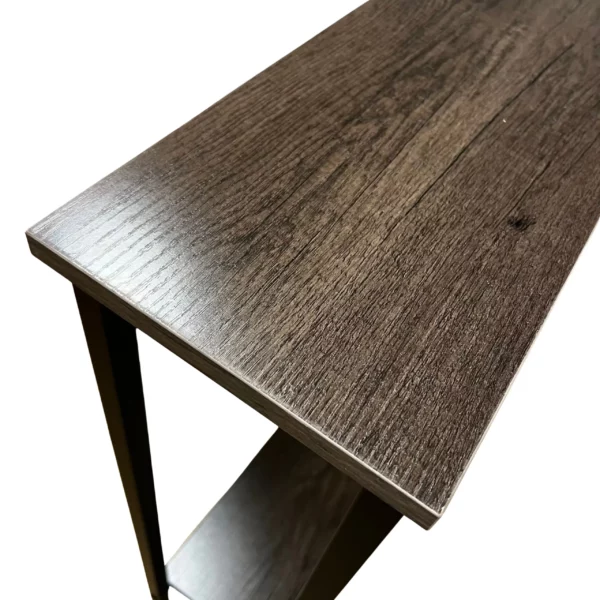 Brown wooden table with sleek design