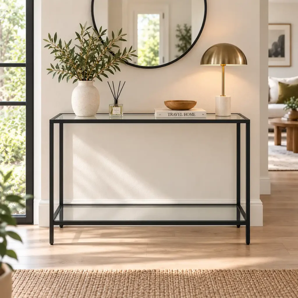 crystalline-glass-console-table-minimalist-black-frame-for-modern-sa-living