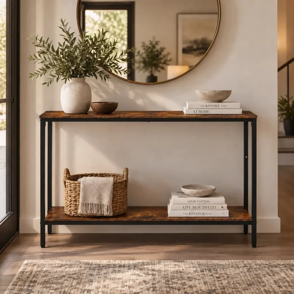 slimline-rustic-wood-120cm-console-table-black-steel-frame