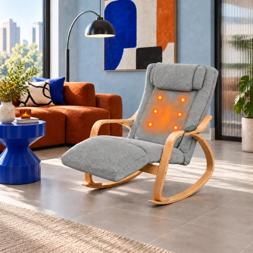 Nirvana Rocking Massage Chair in Grey with Heat & Full-Back Electric Massage